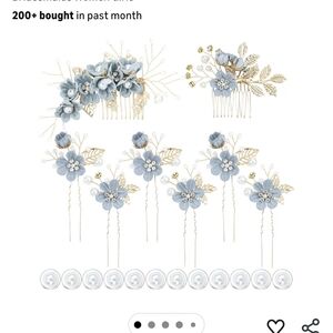 Elegant Blue Floral Hair Comb Set